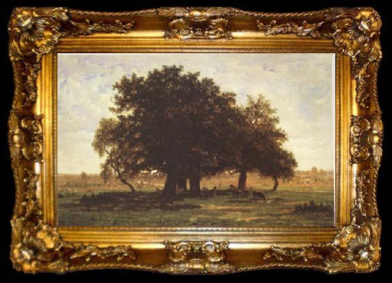 framed  Theodore Rousseau Group of Oaks at Apremont in the Forest of Fontainebleau (mk05), ta009-2